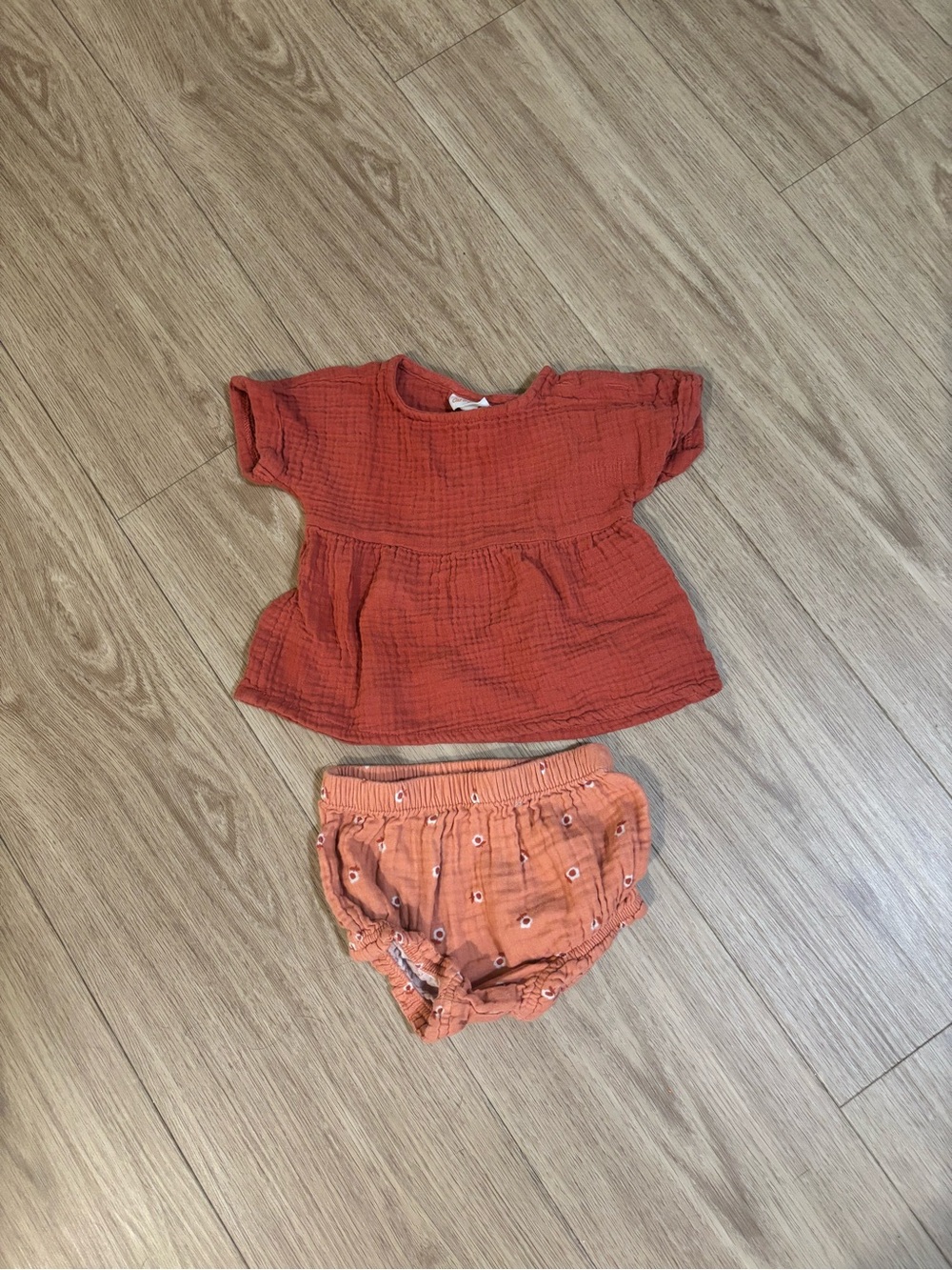Cat & Jack Two-Piece Top and Bloomers Set - Rust and Coral